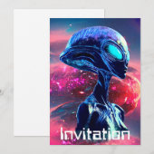 エイリアンの智慧 サイケデリック サイエンスフィクション アート 招待状 (正面/裏面)