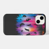 エイリアンの猫誘拐 宇宙船 面白いUFO iPhoneケース (裏面横)