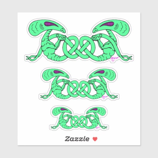 エイリアンの組み込み(エイリアンとケルト結び目模様) シール (シート)