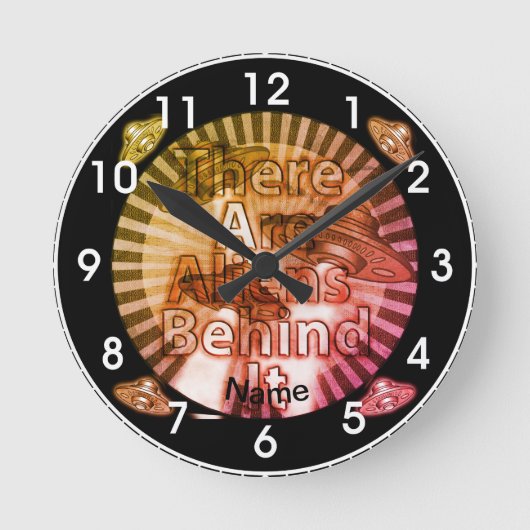 エイリアンの背後に時計 ラウンド壁時計 (正面)