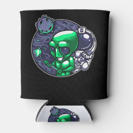 エイリアンの自撮りスナップ天文学者先生宇宙ファン 缶クーラー (正面)