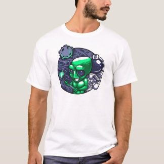 エイリアンの自撮りスナップ天文学者先生宇宙ファン Tシャツ
