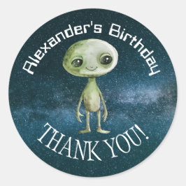 エイリアンの誕生日パーティーステッカー ラウンドシール