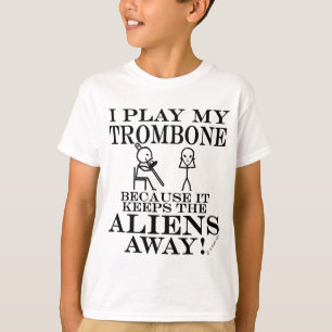 エイリアンの遠くになトロンボーンを保ちます Tシャツ