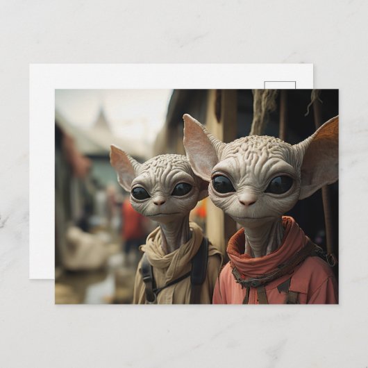 エイリアンの隣:クール猫 ポストカード (正面/裏面)