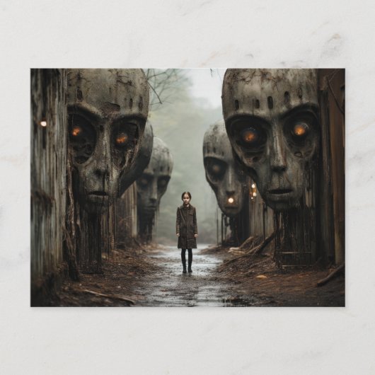 エイリアンの隣：頭付き女の子 ポストカード (正面)