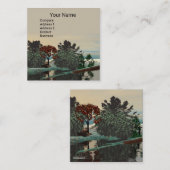 エイリアンの風景、木のラグーンHYPERION Sci Fi スクエア名刺 (正面/裏面)