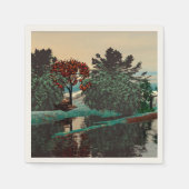 エイリアンの風景、木、ラグーンHYPERION Sci Fi スタンダードカクテルナプキン (正面)