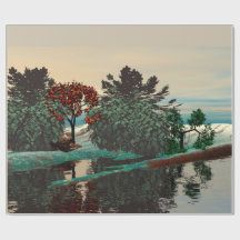 エイリアンの風景、木、ラグーンHYPERION Sci Fi