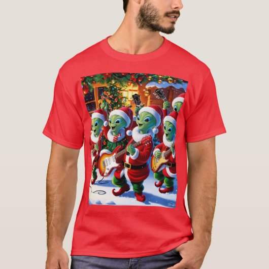 エイリアンはクリスマスの為にロックする Tシャツ (正面)
