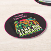 エイリアンはコズミックデザインで待つ! ラウンドペーパーコースター (アングル)