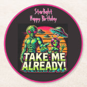 エイリアンはコズミックデザインで待つ! ラウンドペーパーコースター (正面)