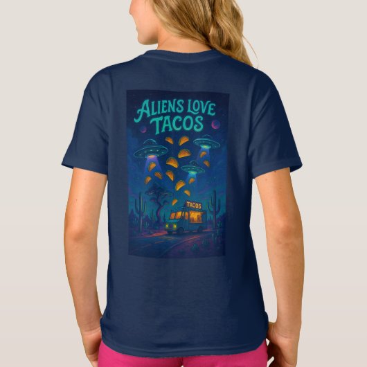 エイリアンはタコスが大好き Tシャツ (裏面)