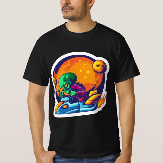 エイリアンは宇宙船のシールで戦争する準備ができている Tシャツ (正面)