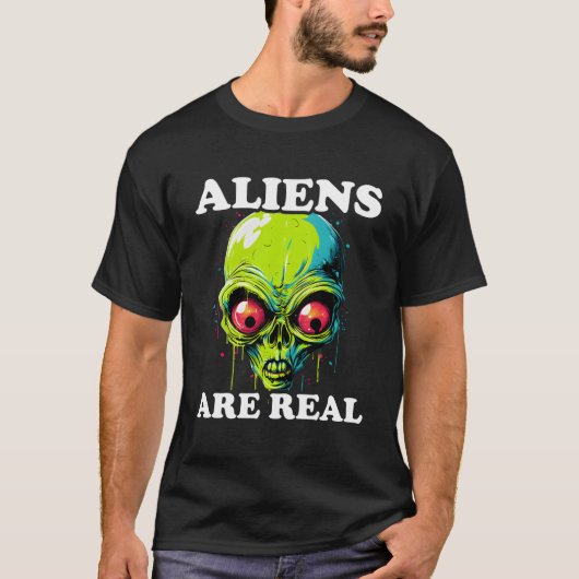 エイリアンは実在漫画スタイルUfo宇宙 Tシャツ (正面)