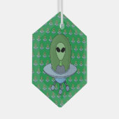 エイリアンは小さな宇宙船で ガラスオーナメント (正面右)