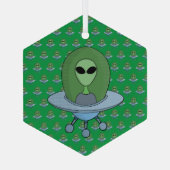 エイリアンは小さな宇宙船で ガラスオーナメント (裏面)