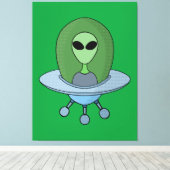 エイリアンは小さな宇宙船で キャンバスプリント (インサイチュ (ウッドフロア))