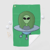 エイリアンは小さな宇宙船で ゴルフタオル (インサイチュ)