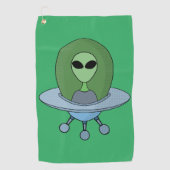 エイリアンは小さな宇宙船で ゴルフタオル (正面)