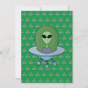 エイリアンは小さな宇宙船で サンキューカード