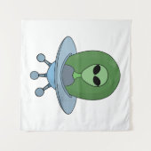 エイリアンは小さな宇宙船で タペストリー (正面(横))