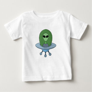 エイリアンは小さな宇宙船で ベビーTシャツ