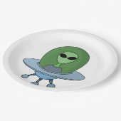 エイリアンは小さな宇宙船で ペーパープレート (アングル)