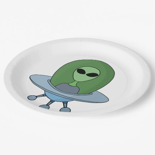 エイリアンは小さな宇宙船で ペーパープレート (アングル)