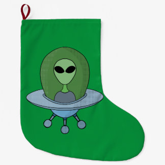 エイリアンは小さな宇宙船で ラージクリスマスストッキング