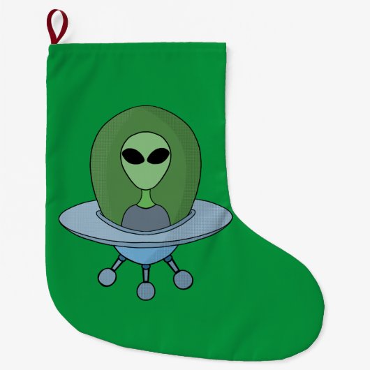 エイリアンは小さな宇宙船で ラージクリスマスストッキング (正面)