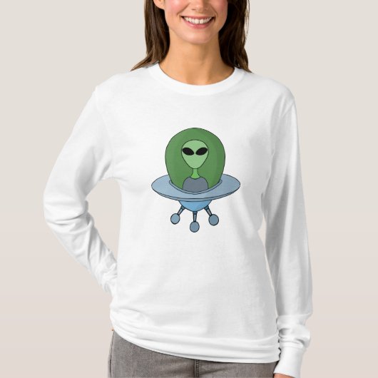 エイリアンは小さな宇宙船で Tシャツ (正面)