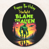 エイリアンは神秘的な夕日の下で非難される ラウンドペーパーコースター (正面)