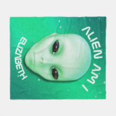 エイリアンは私緑化します黒い瞳が付いているおもしろいな外国の顔をです フリースブランケット (正面(横))