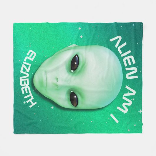 エイリアンは私緑化します黒い瞳が付いているおもしろいな外国の顔をです フリースブランケット (正面(横))