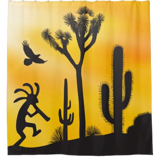 エイリアンまたはライフ型枠砂漠ココペリシャワーカーテン シャワーカーテン (正面)