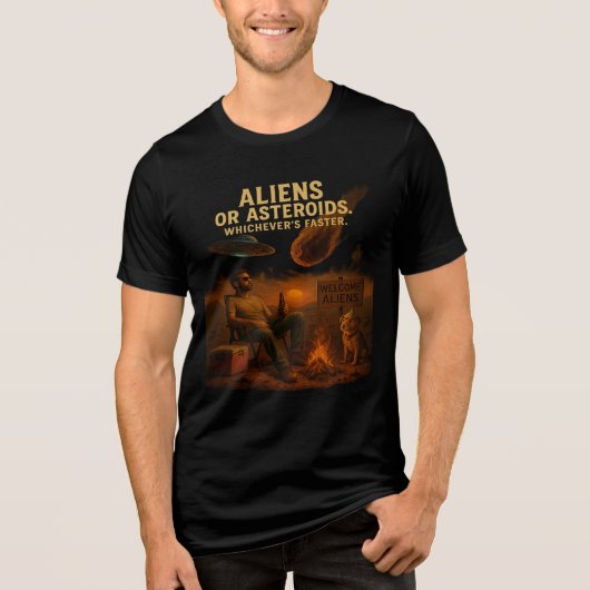 エイリアンまたは小惑星 – どちらか早い トライブレンドＴシャツ (正面)