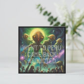 エイリアンをテーマにした誕生日パーティー招待状 カード (スタンド正面)