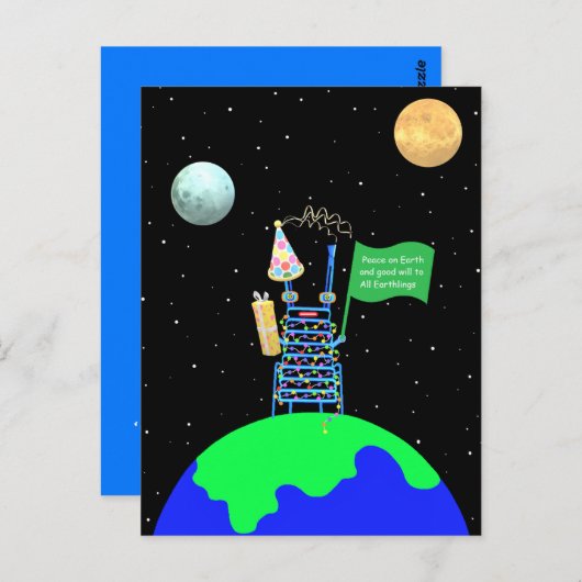 エイリアンをテーマにしたJo Images社のクリスマスポストカード ポストカード (正面/裏面)