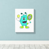 エイリアンアットテニスラケット キャンバスプリント (インサイチュ (ウッドフロア))