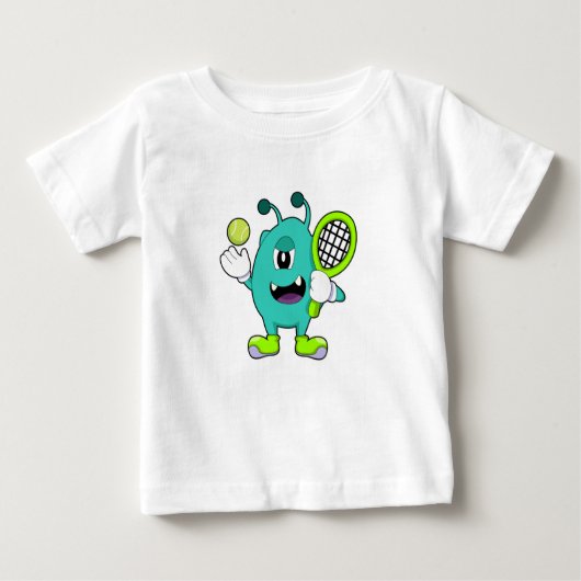 エイリアンアットテニスラケット ベビーTシャツ (正面)