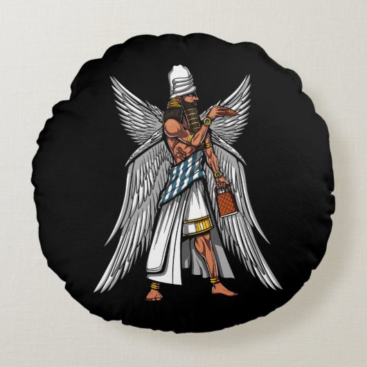 エイリアンアンナキ神古代シュメール王 ラウンドクッション (正面)