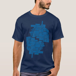エイリアンアートアーキテクチャーの正方形抽象芸術青の迷路 Tシャツ