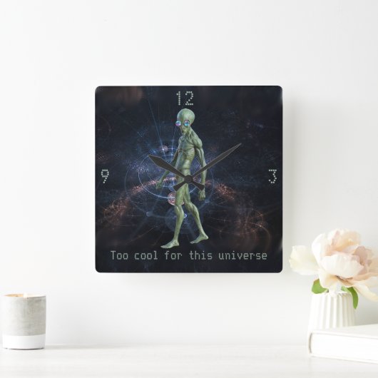 エイリアンインサングラス スクエア壁時計 (ホーム)