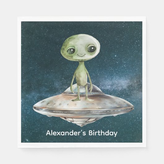 エイリアンインベージョン宇宙の誕生日 スタンダードランチョンナプキン (正面)