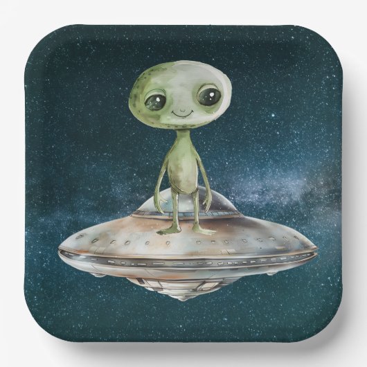 エイリアンインベージョン宇宙の誕生日 ペーパープレート (正面)