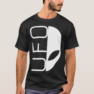 エイリアンインベージョン ハーフフェイス UFOタイポグラフィデザイン Tシャツ