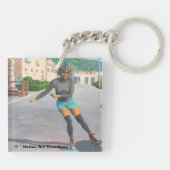 エイリアンウーマンローラスケートで滑るファンタジーアートキーチェーン キーホルダー (裏面)
