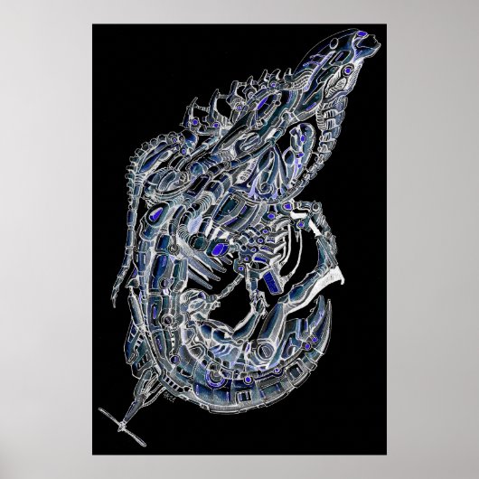 エイリアンエビのインクアート ポスター (正面)