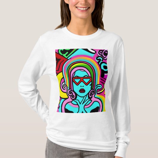 エイリアンエンジェル女性シコデリオ Tシャツ (正面)